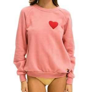 Aviator Nation Pink Sweatshirt with Red Heart